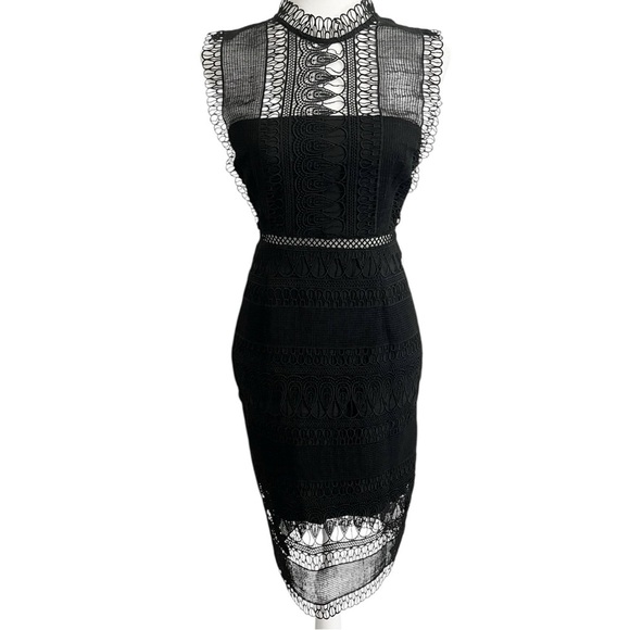 Bardot Mariana Black Lace Sleeveless Size XS US 4 Cocktail Sheath Dress NWT - Picture 2 of 14